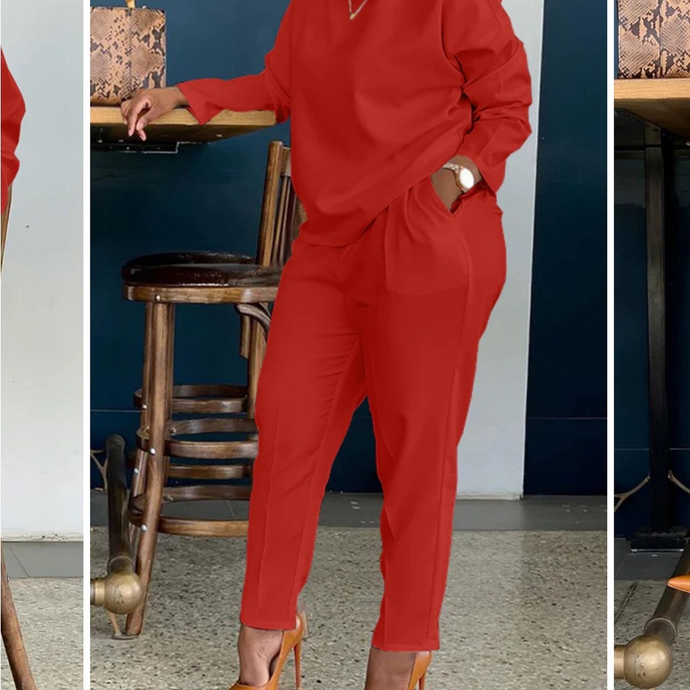 Red two piece pant set